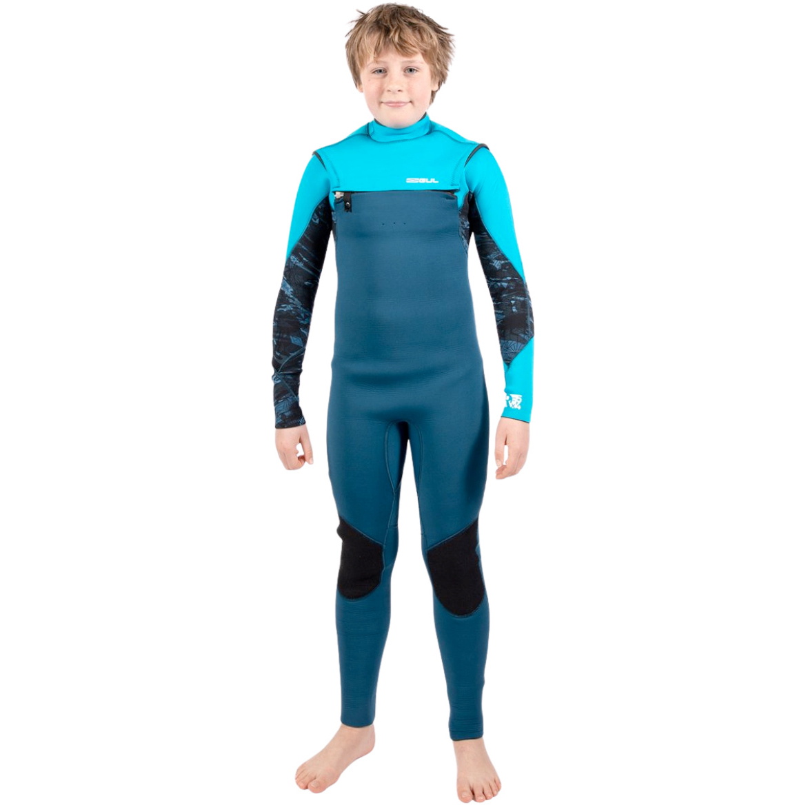 2026 Gul Junior Response 5/4mm Chest Zip Wetsuit RE1251 - Navy / Cyan